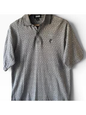 Vintage 90s Ashworth Geometric Diamond Mosaic Golf Polo Shirt (Greyish-Brown)
